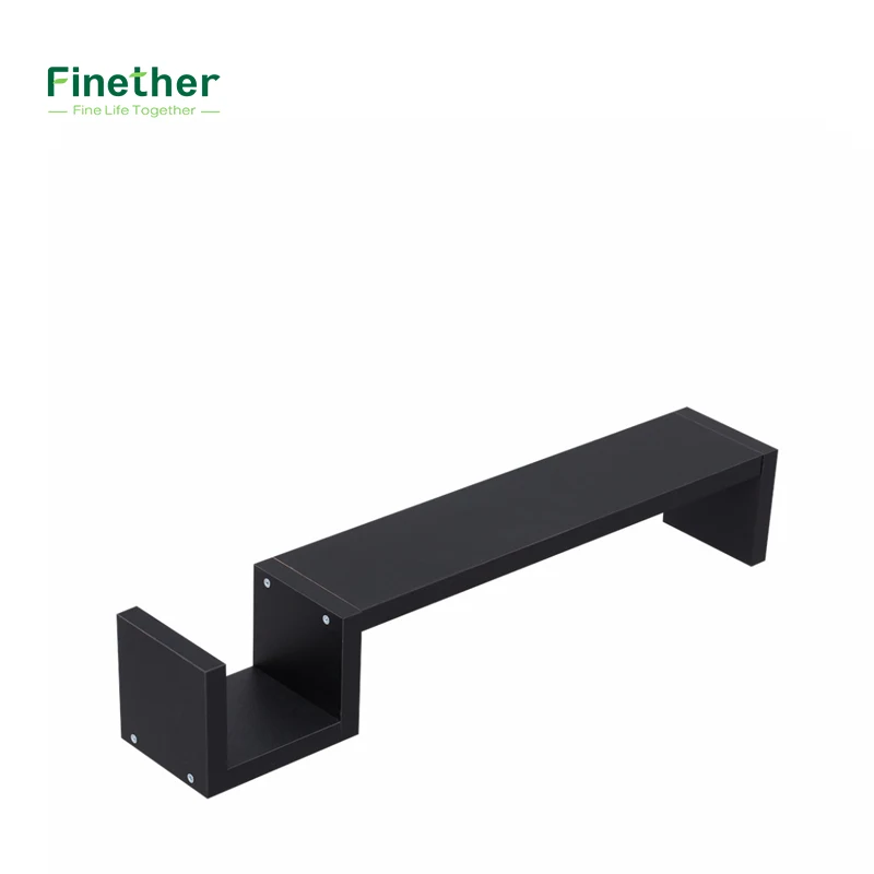 Декоративная полка Finether черная MDF современная с плавающим креплением книжная