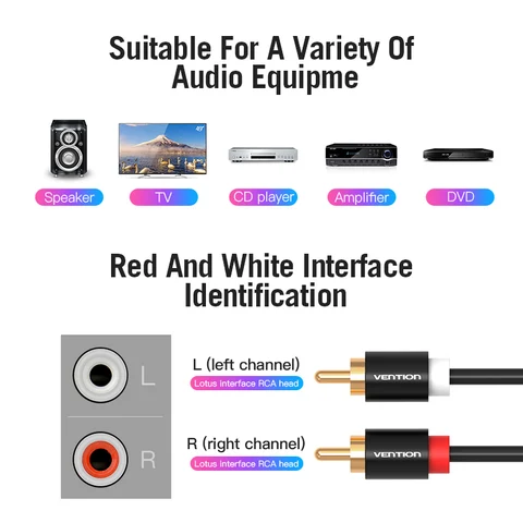 Vention 2RCA аудио кабель 1м/2м