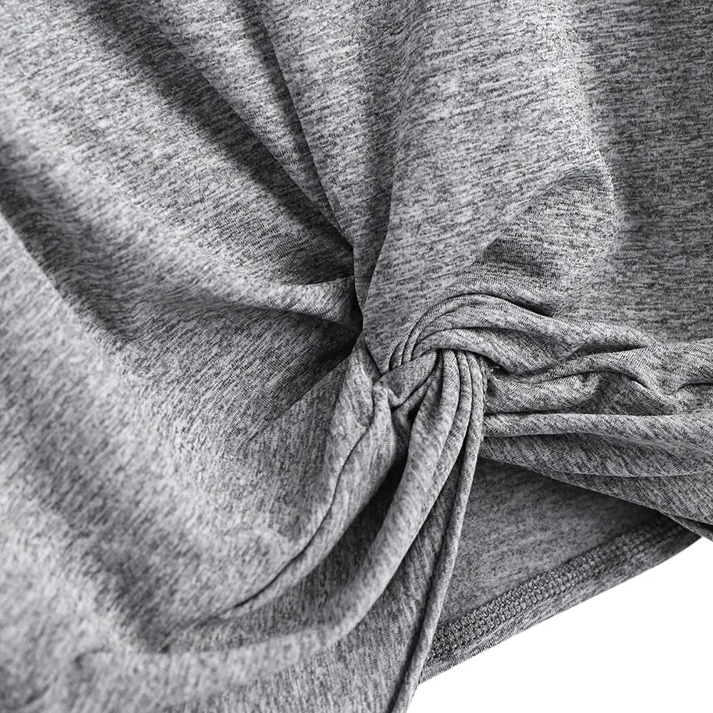 ZAFUL Heathered Cropped Twist Sweatshirt Women Sexy Crop Tops Short Tees Casual T-Shirts Streetwear Girls Femme 2019 Autumn | Женская