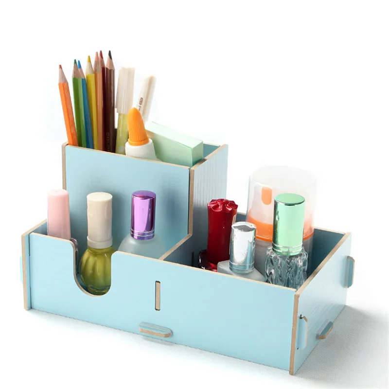DIY Wooden Cosmetic Desktop Pen/Pencil Storage Box Sundries Jewelry Stationery Shelf Boxes For Halloween Gift | Дом и сад