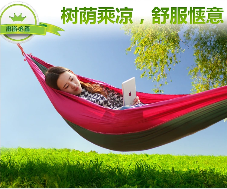 Высококачественный двойной гамак для кемпинга выживания Парашютная ткань улицы