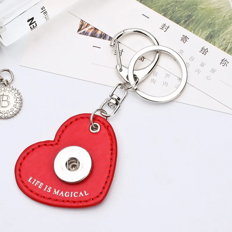 Модный 8 видов цветов Брелок с сердечком кожаный брелок кнопками подходит для DIY 18