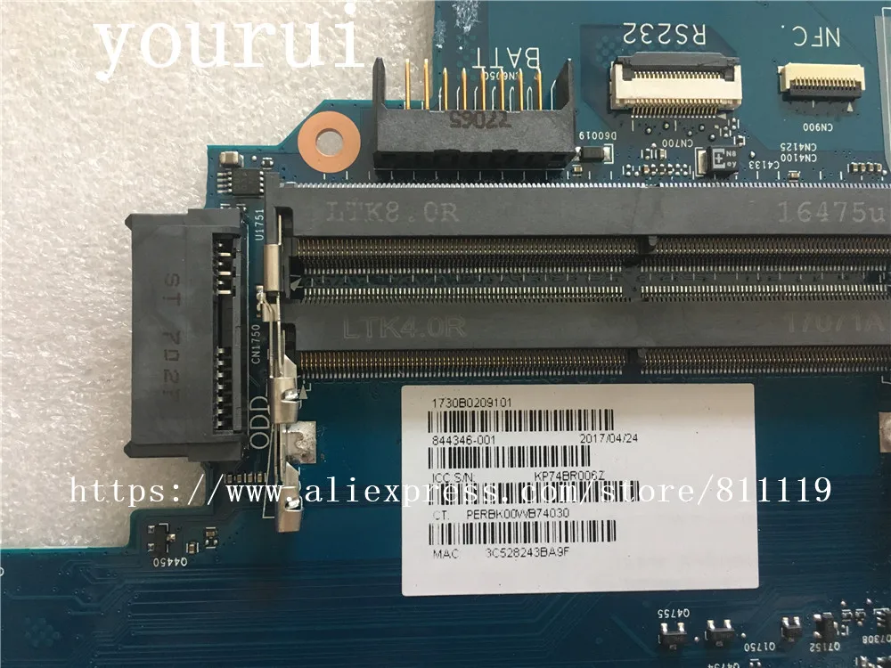 Yourui 844346 001 501 601 для HP Probook 650 G2 640 ноутбук материнская плата i3 6100u Процессор Тесты