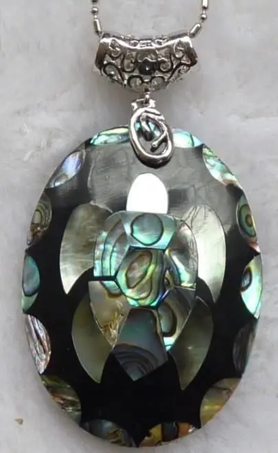 Красивый Швабра инкрустированный кулон в виде раковины абалона овальные бусины 1