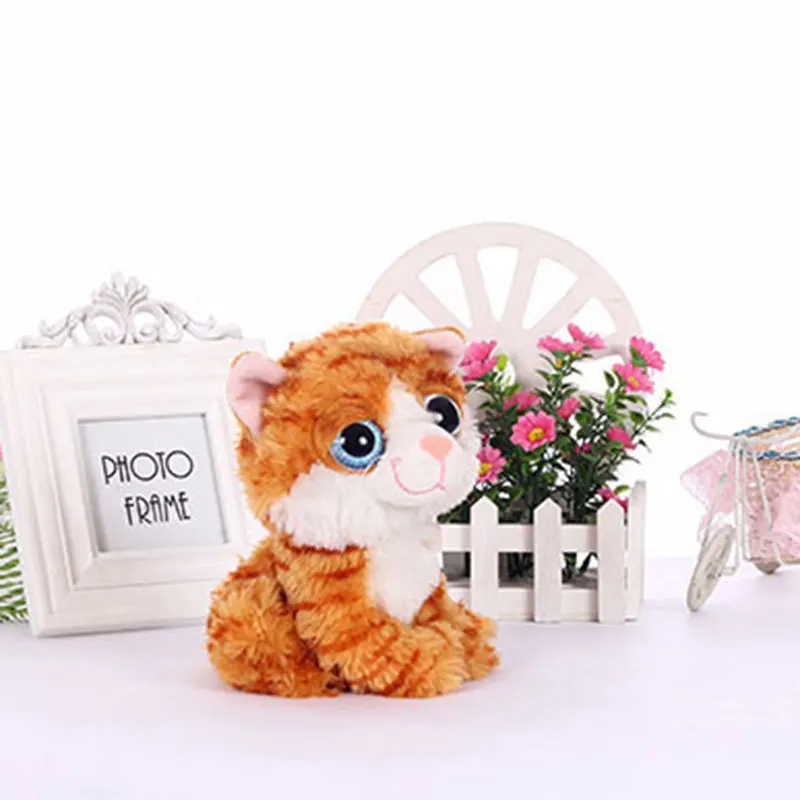 19CM Small Kawaii BIG EYES PLUSH CATS Stuffed Animals Grey White Black Brown Kitten Soft Toys for Children Kids Gifts 120106548 |