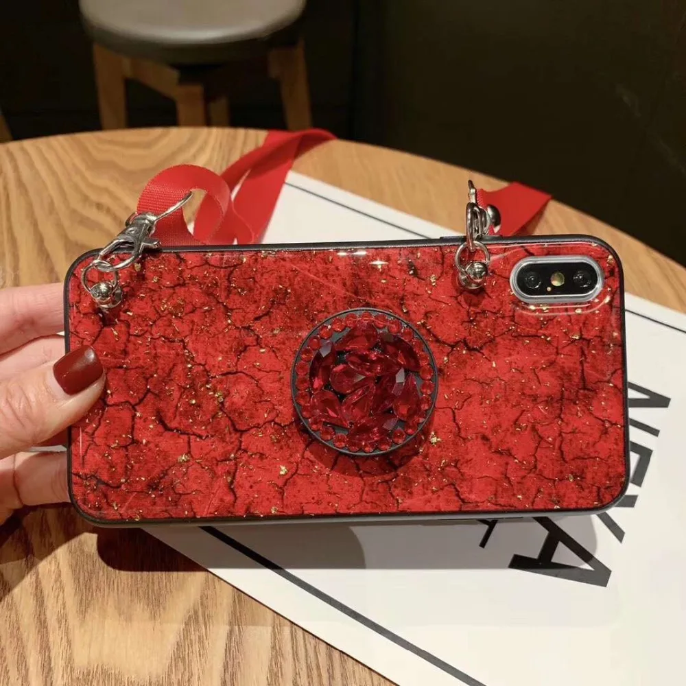 Модный чехол с алмазной подставкой для телефона iphone xs max xr x стильный мягкий