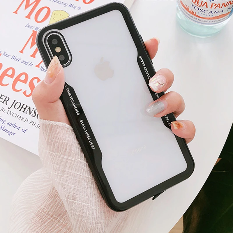 LACK Fashion Hard Protective Clear Phone Case For iphone X Simple Black White Edge 6 6s 7 8 Plus Back Cover Capa |