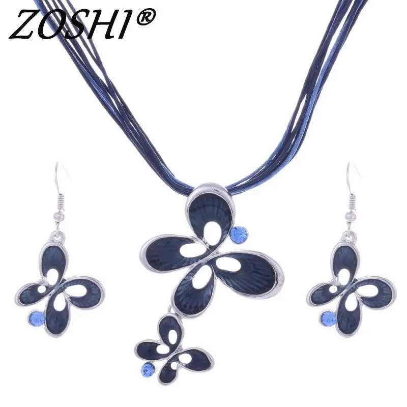 Женский комплект украшений ZOSHI многослойное ожерелье с подвеской и сережками