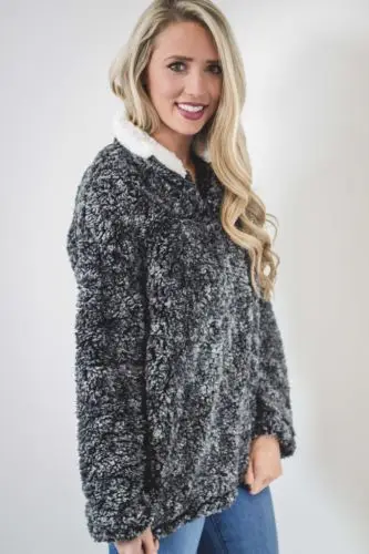 2018 New Fashion Sexy Women Pullover Long Sleeve Hoodies Gray Warm Tops Autumn Winter Loose | Женская одежда