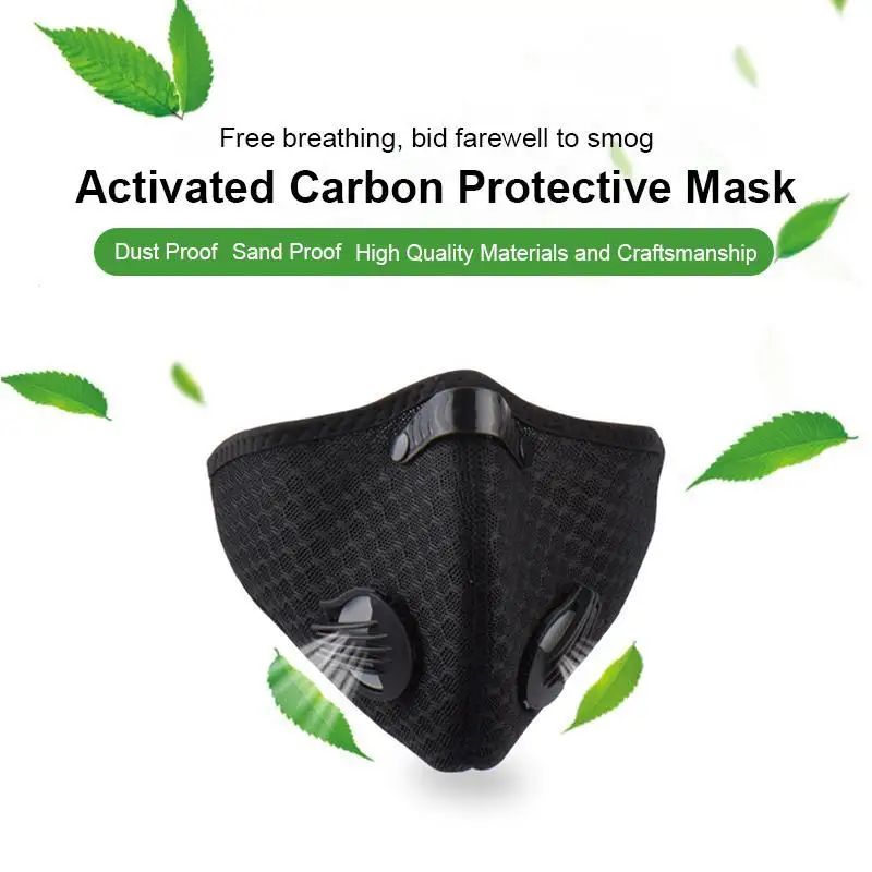 Маска для лица Пылезащитная унисекс черная маска рта PM2.5 фильтр респиратор