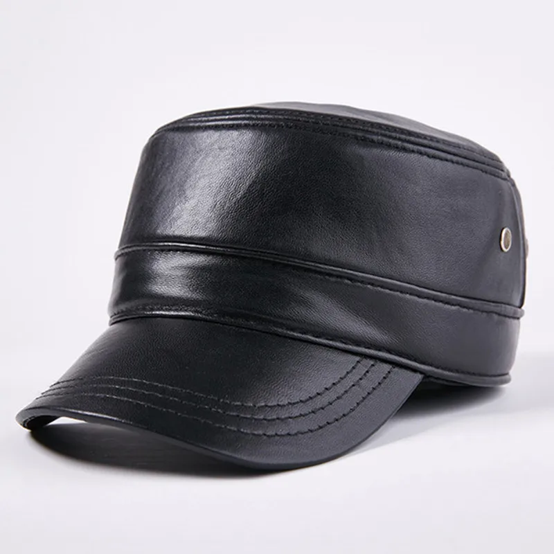 Мужские уличные шапки из натуральной кожи повседневные теплые хлопковые