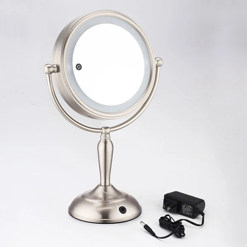 Professional Double 8 Inch 2 Sided 10X magnifying Makeup Vanity Mirror Brightness Adjustable Touch Screen LED Makeup Mirror