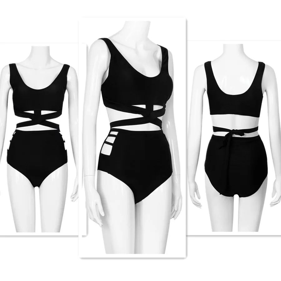 Комплект бикини женский с эффектом пуш ап и высокой талией пикантный купальник