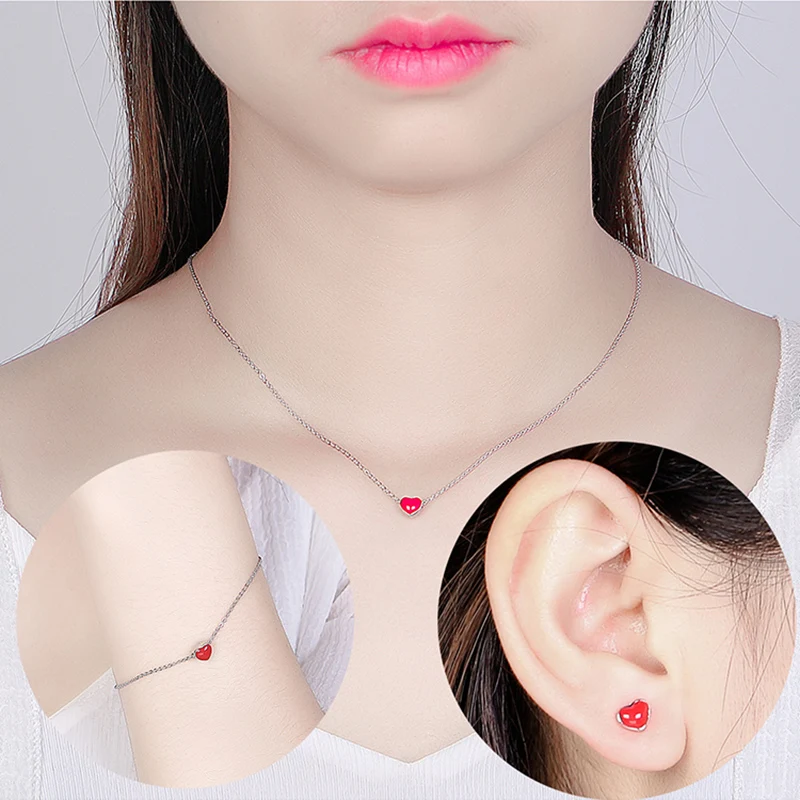 Горячая романтическая красная Сердце Свадебный комплект ювелирных изделий