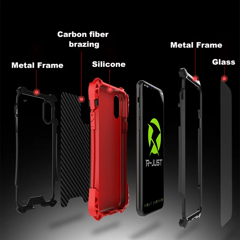 Shockproof Metal Cover for Iphone 8 Plus 7 360 Case Luxury Aluminium Silicone Gorilla Glass iphone X 10 Full Body |