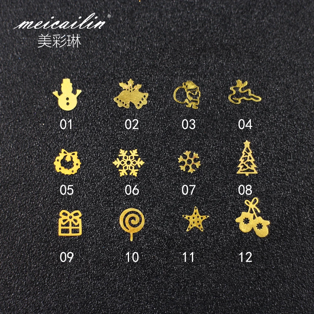 Meicailin 1 коробка Рождественские золотые смешанные металлические гвоздики
