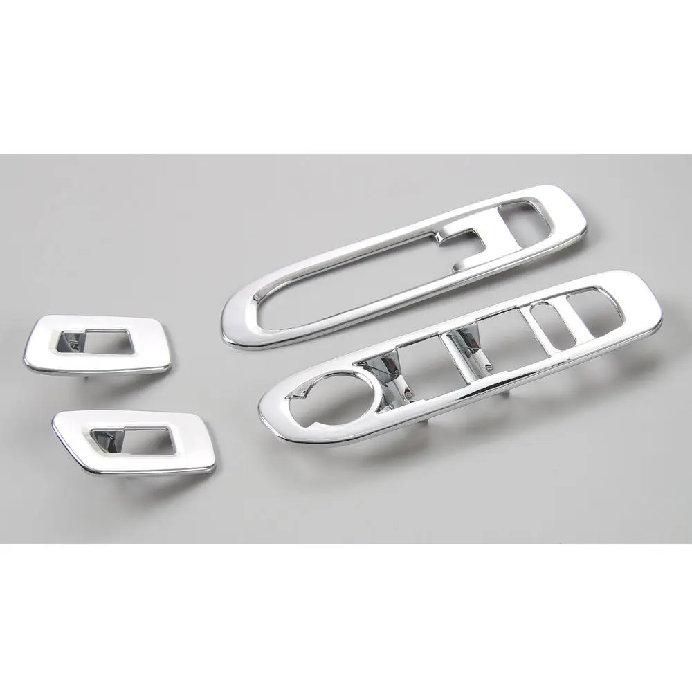

BBQ@FUKA 4x Shiny ABS Car Interior Window Lift panel Cover Trim Red/Blue/Silver/Black Fit For Jeep Compass 2017+ Car accessory