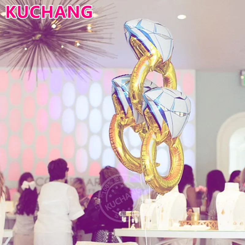 Большое кольцо из розового золота с бриллиантами 1 шт. шары алюминиевой фольги