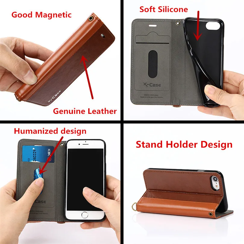 Флип чехол из натуральной кожи для iphone 8 7 6 Plus 5|case for iphone|wallet casecase 5 |