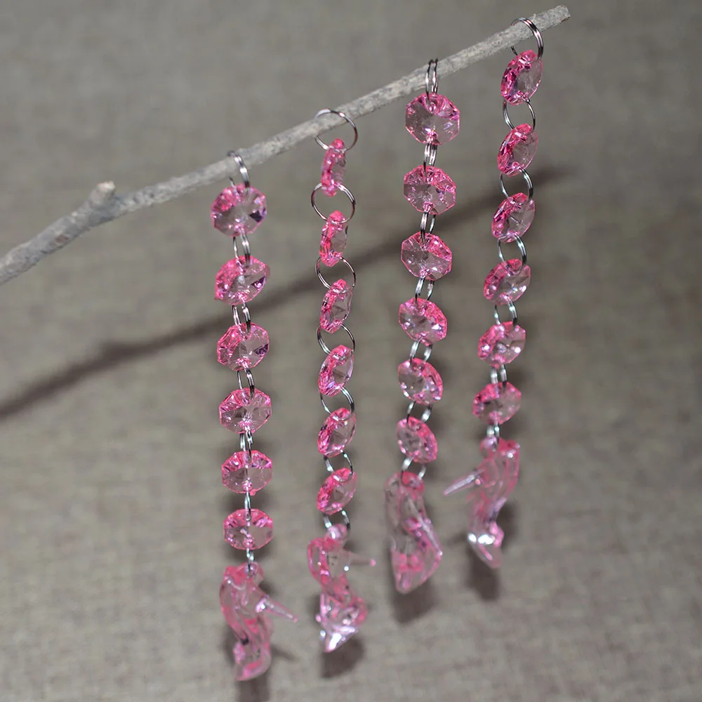 12 шт. розовые акриловые туфли на высоком каблуке с кристаллами Очаровательные