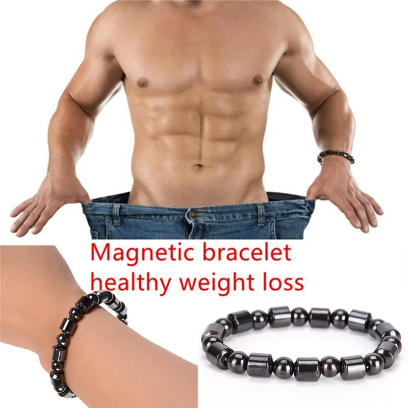 

1PCS Health Care Adjustable Weight Loss Round Black Stone Magnetic Therapy Bracelet Slimming Products