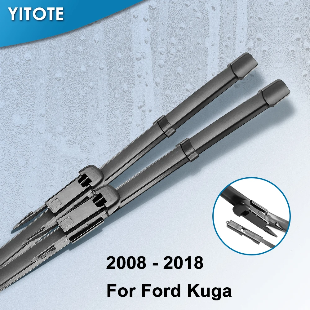 

YITOTE Windscreen Wiper Blades for Ford Kuga Mk1 / Mk2 Fit Pinch Tab Arms / Push button Arms Model Year From 2008 to 2018