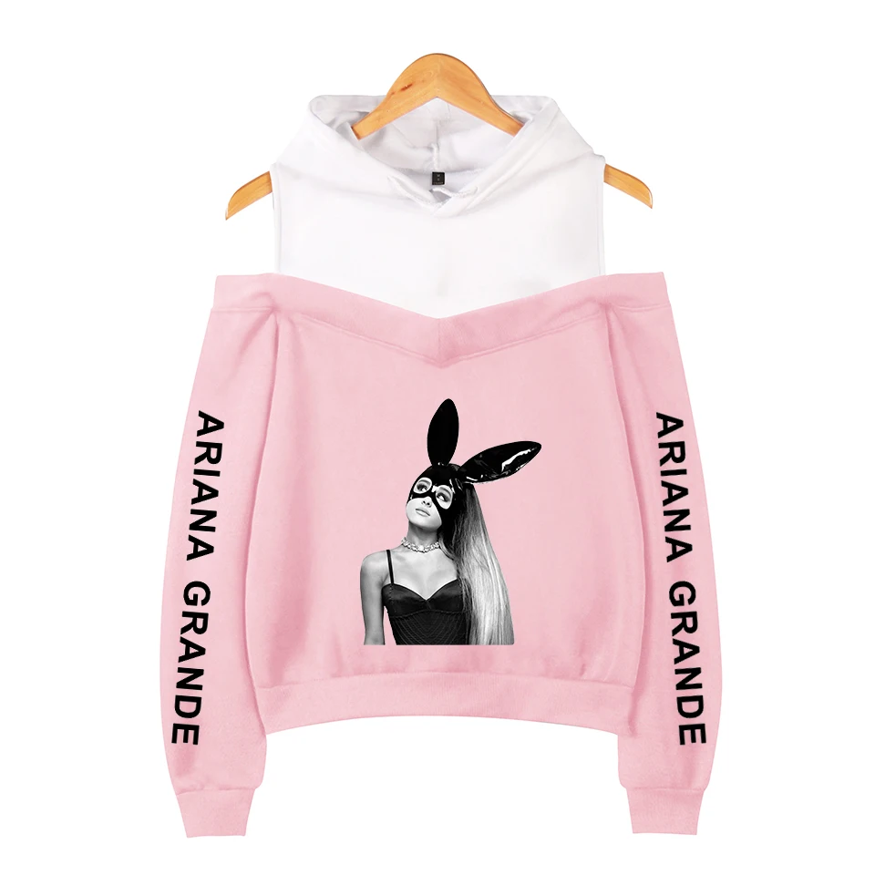Толстовка Ariana Grande с капюшоном и открытыми плечами для опасных женщин пикантная в