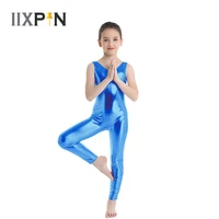 iixpin girls teamwear metallic tank doll unitard sleeveless shiny ballet dance gymnastics leotard jumpsuit unitard dancewear kid