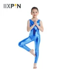 IIXPIN, одежда для девочек, металлическая кукла-танк, унитард без рукавов, блестящий купальник для балерины, гимнастики, комбинезон, детская Одежда для танцев