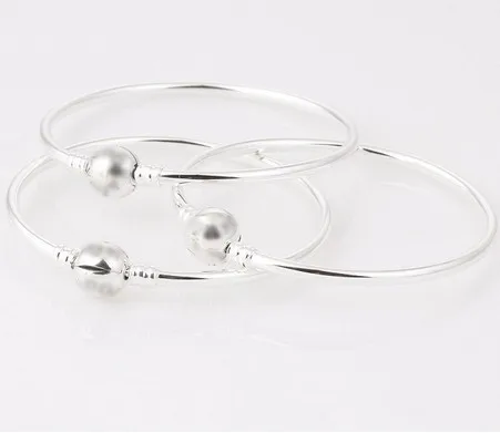 Женские серебряные очаровательные браслеты с застежкой в виде шара фирменный