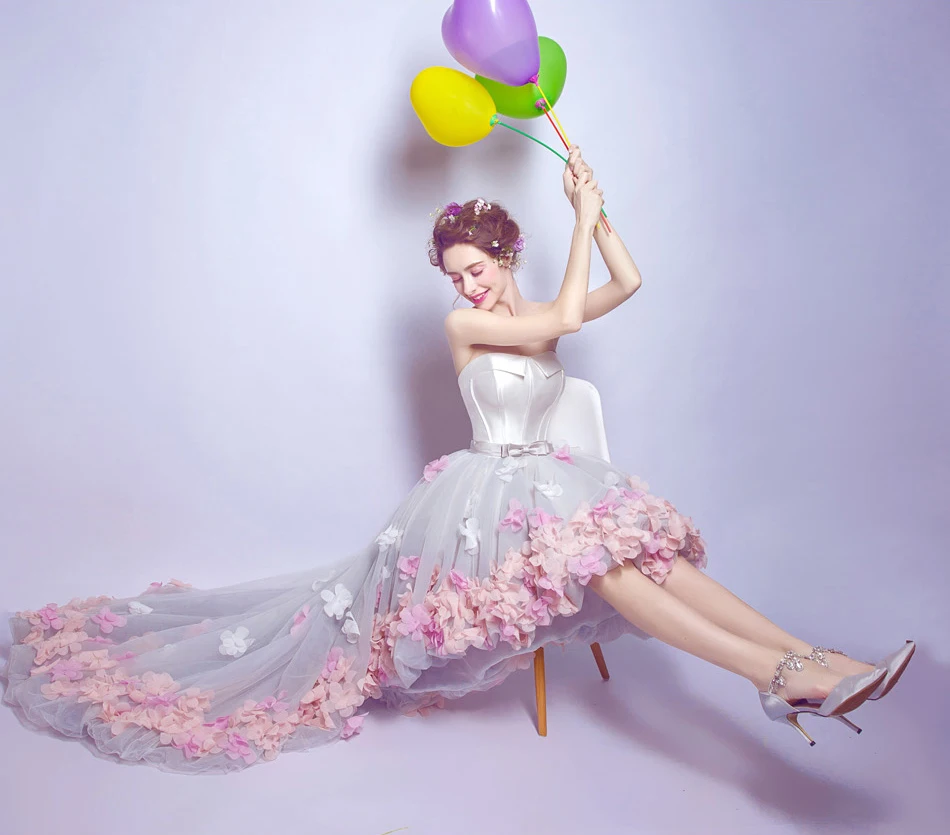 Романтические розовые жемчужные белые цветочные платья для выпускного вечера