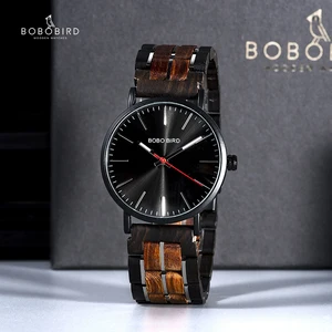 Часы наручные BOBO BIRD мужские, простые тонкие, с ремешком из дерева и металла, 23 мм