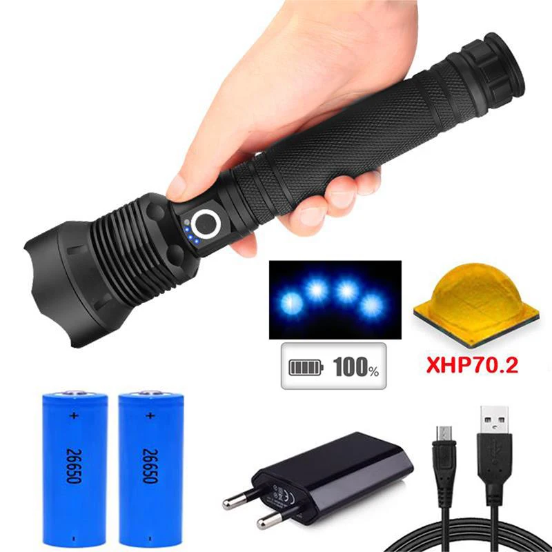 Светодиодный перезаряжаемый фонарик высокой мощности светодиодный Xlamp XHP70.2 xhp70