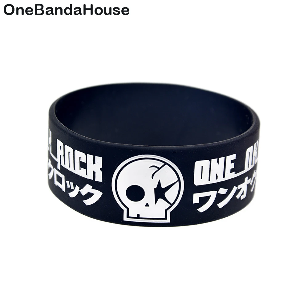 

OBH 25PCS One Ok Rock Silicone Rubber Wristband 1 Inch Wide Black for Music Fans