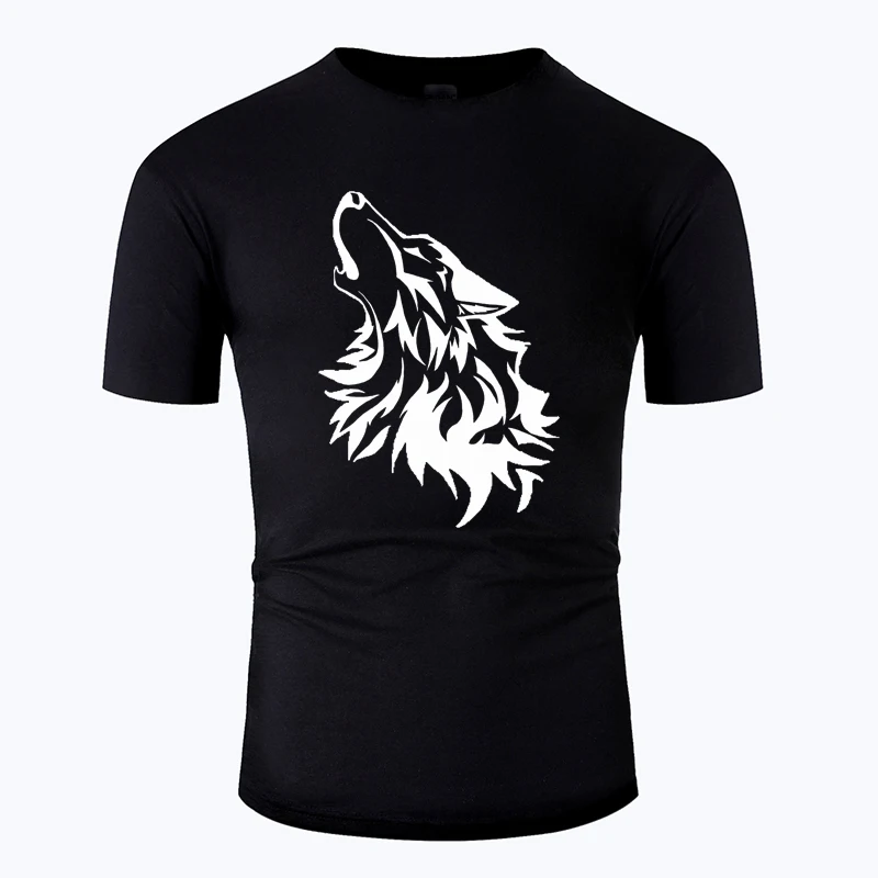 Cool Wolf Line Art Wolves howl O Neck Cotton T Shirt Men Unisex Summer Short Sleeve Designed Casual Women Top tees m01007 | Мужская