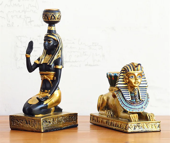 Египетские подсвечники фигурки из смолы Anubis Sphinx декоративный подсвечник для дома