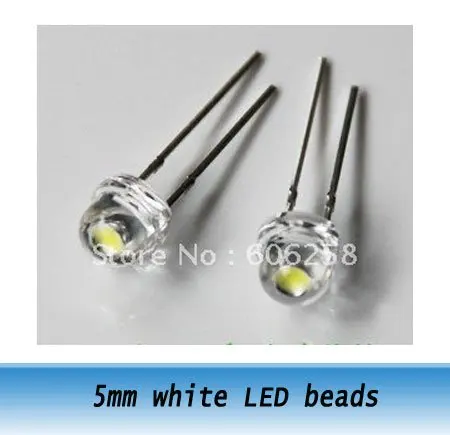Large chip led F5 5mm straw hat LED lamp beads / super bright white (2600-2800mcd) astigmatism led 1000pcs