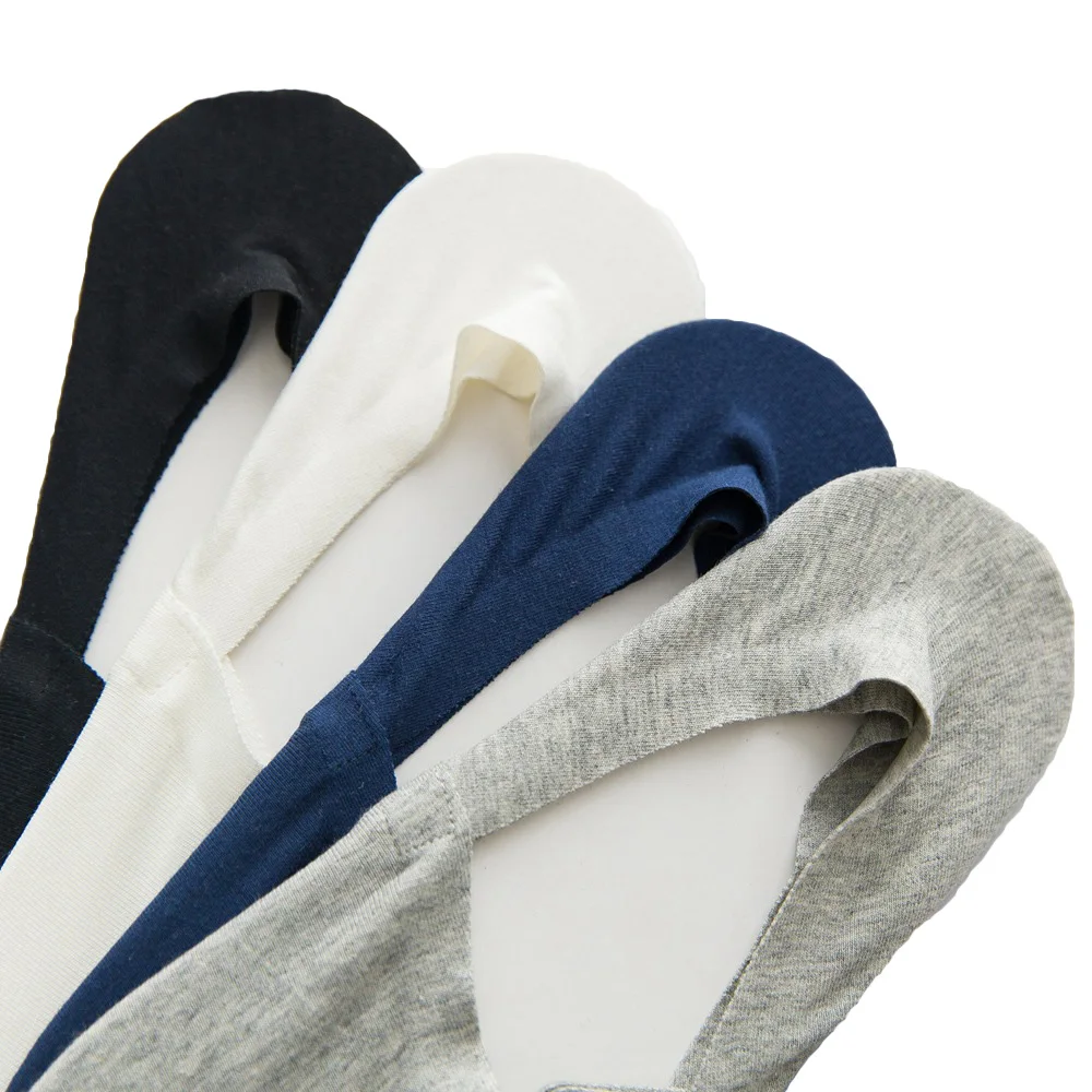 4 пары мужские хлопковые невидимые низкие тонкие носки повседневные нескользящие носки-лодочки SCKHX0015