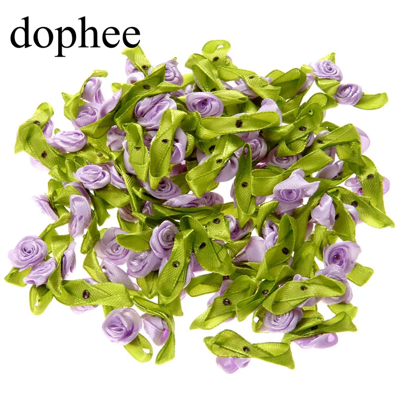 Dophee 100 шт. атласная лента роза 1 5 см Разноцветные искусственные мини шелковые розы