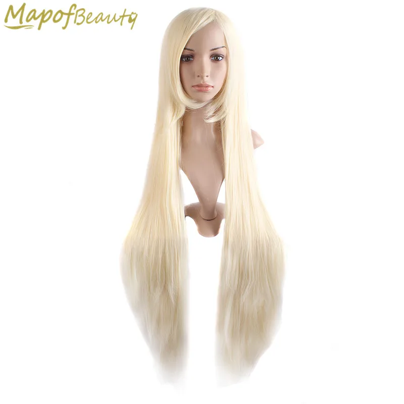 Длинные прямые 39 &quotкосплей парик Черный Коричневый Золотой Зеленый Красный 12