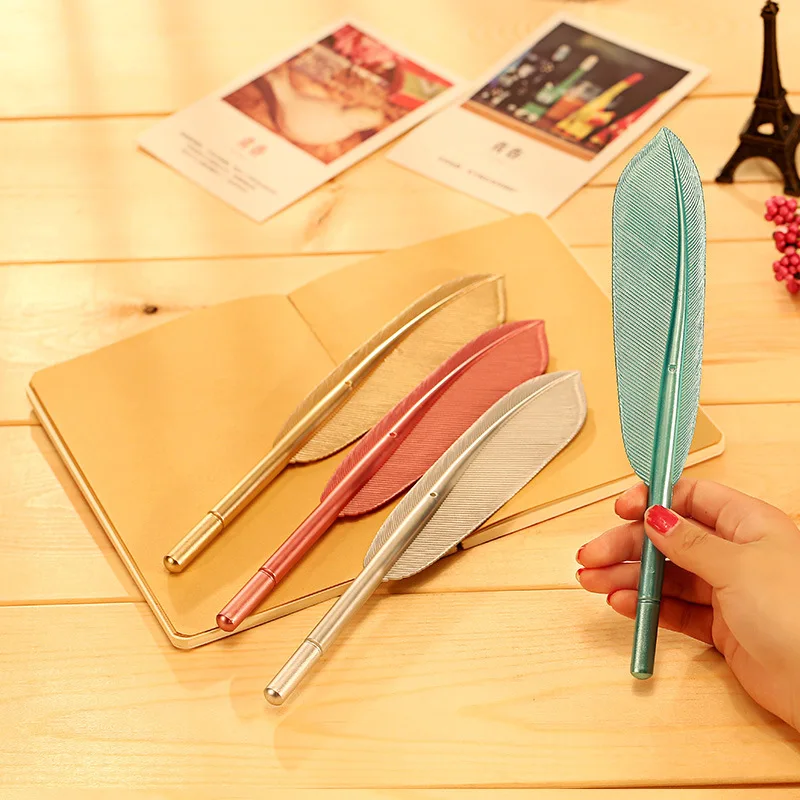 

4Pcs Creative Lovely Artificial Feather Gel Ink Pens Office Supplies Students Staionery, Black Ink, Fine Point 0.5mm