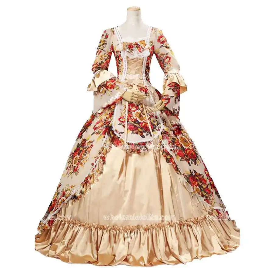 

Top Sale Print Brocade Stage Vintage Period Costumes Costomized All Size