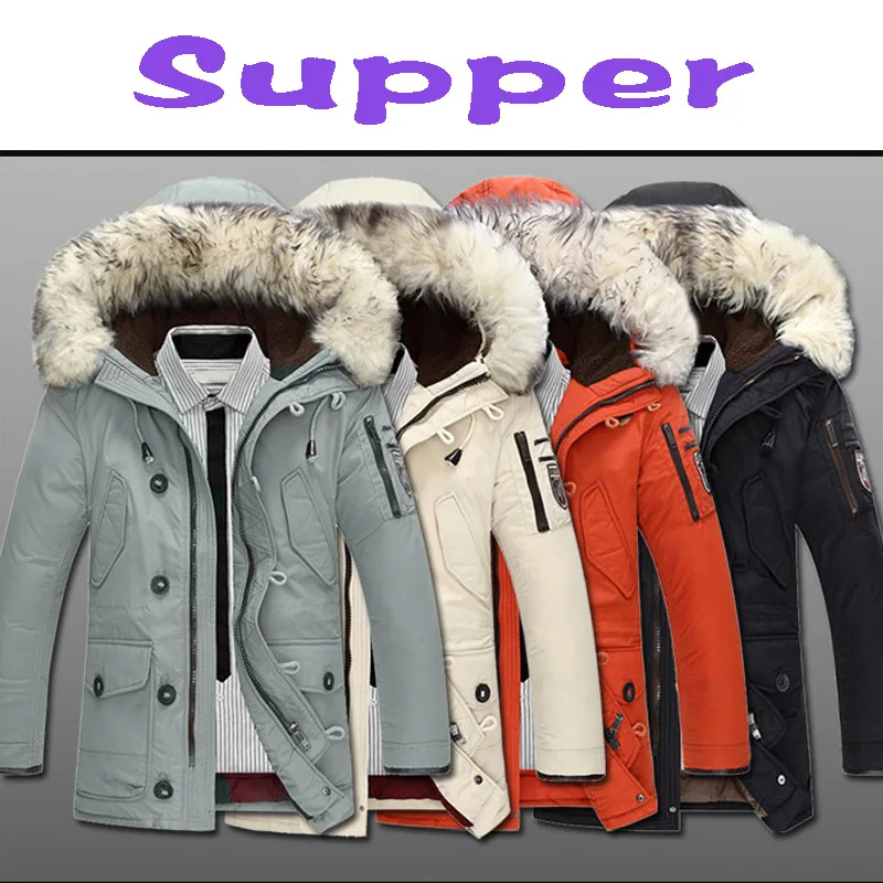 Новая брендовая зимняя мужская куртка на 90% белом утином пуху толстый утепленный