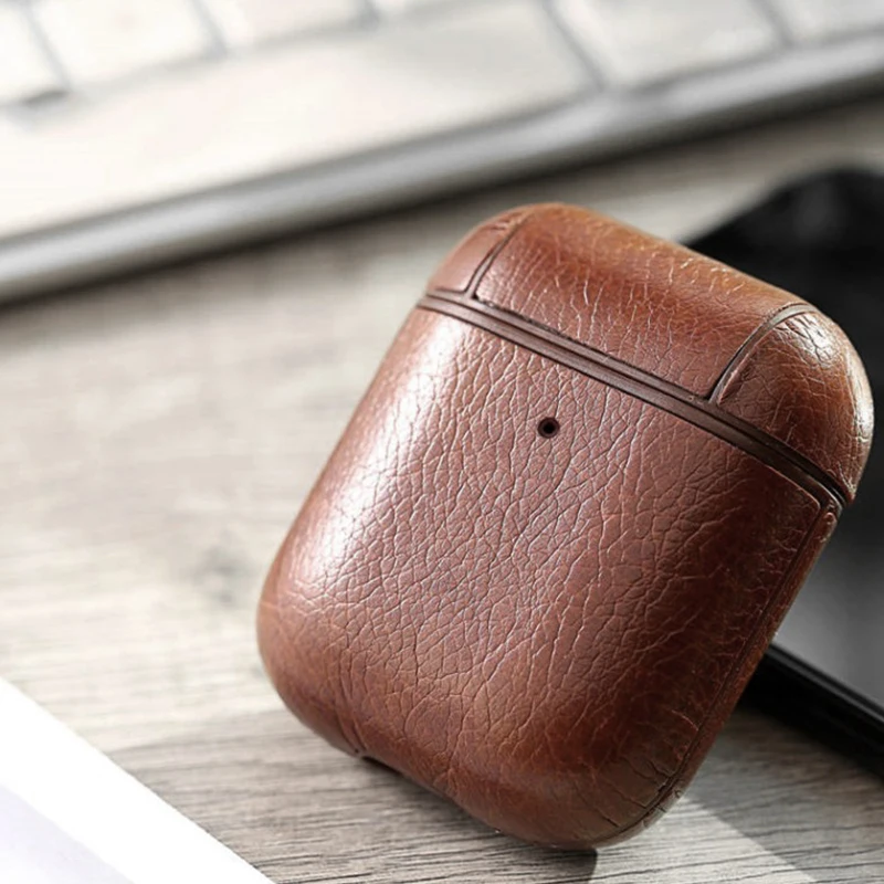 Роскошный кожаный чехол для Apple Airpods, Bluetooth наушники, аксессуары для Airpods 1 2, кожаный чехол для наушников