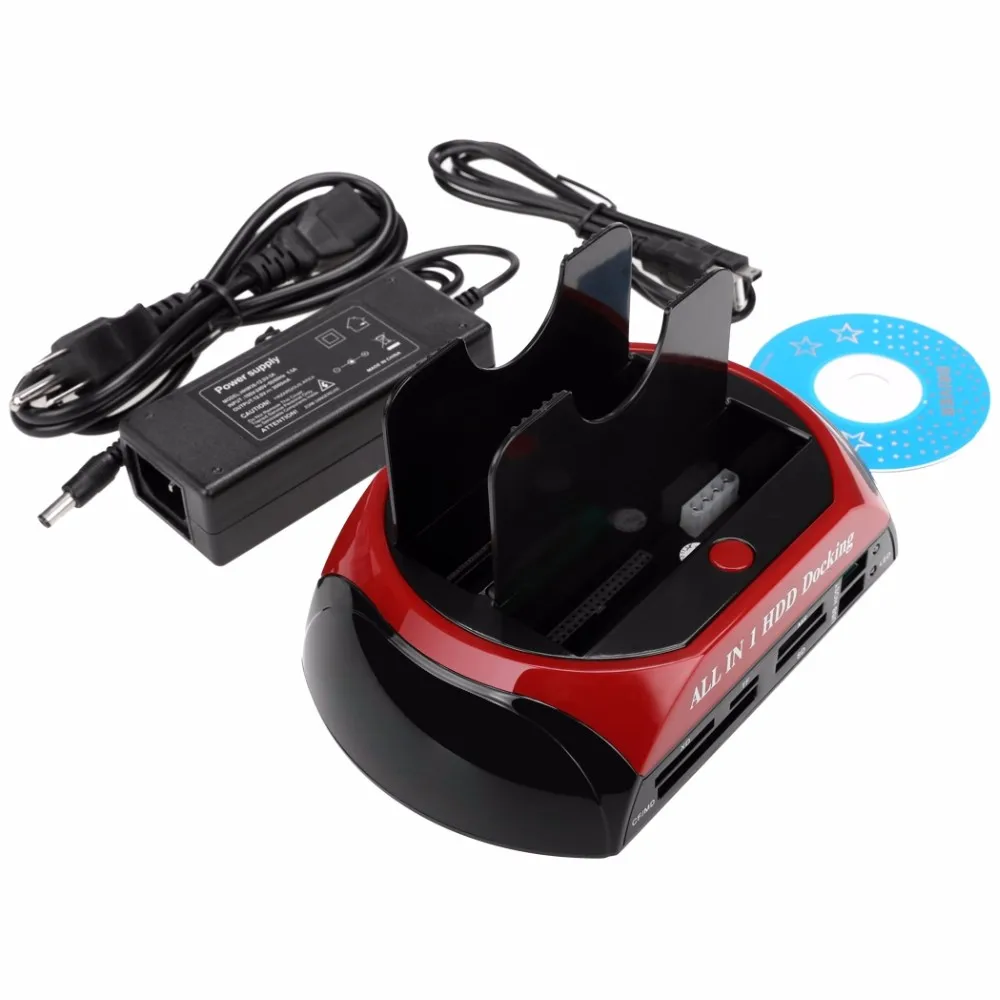 

2018 All in 1 HDD Docking Station Dual Double 2.5"/3.5" IDE SATA External HDD Box Card Reader USB Hard Drive Disk Dock