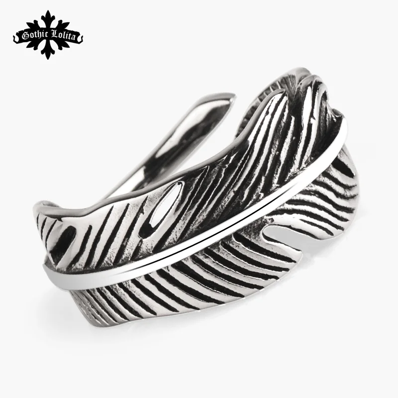 Панк перо индекс Открытое кольцо для унисекс рок-н-ролл модное мужское ювелирное