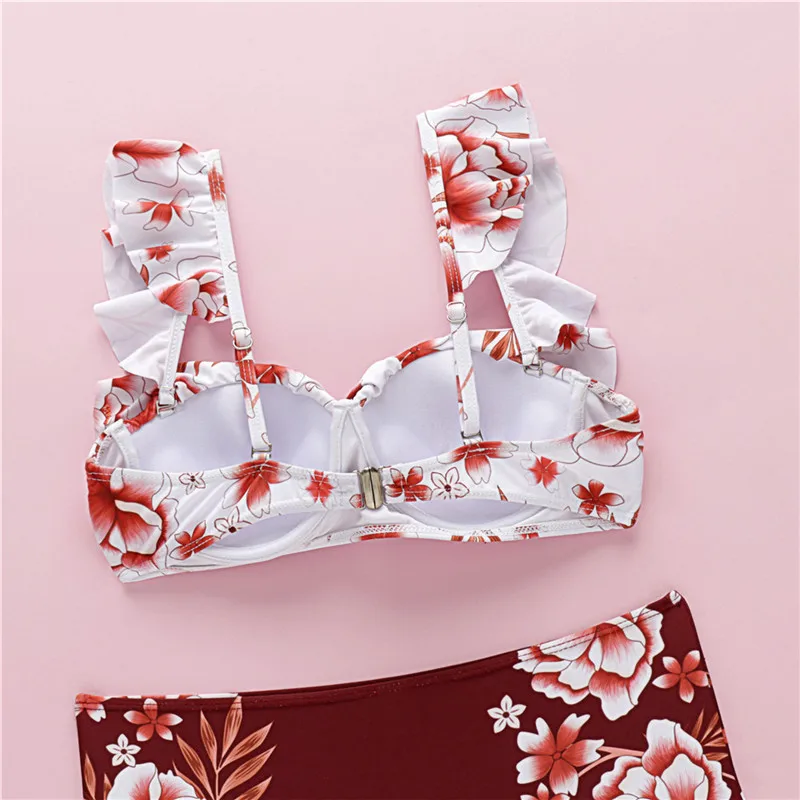 Бикини с пуш-апом In-X женский купальник высокой талией и цветочным принтом 2019 |