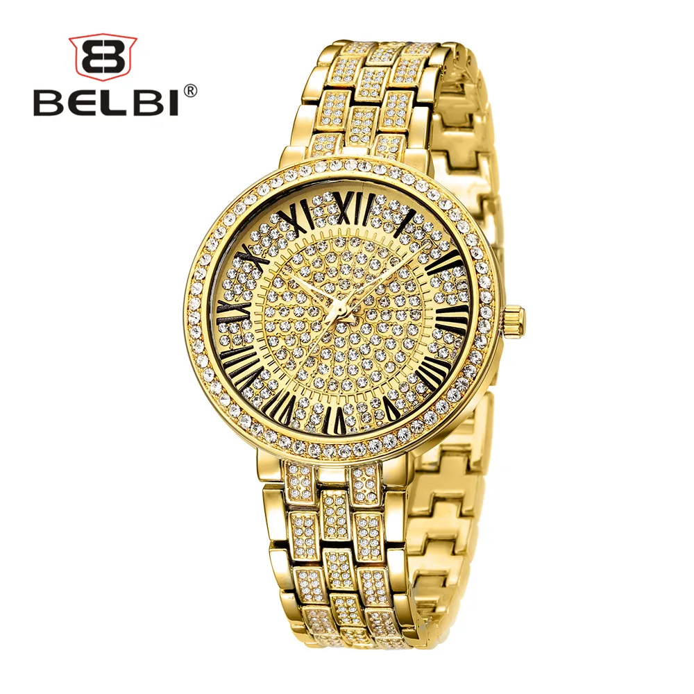 Belbi Bing Для женщин jewelry Часы Роскошные Роман набора номера Дизайн дамы Наручные