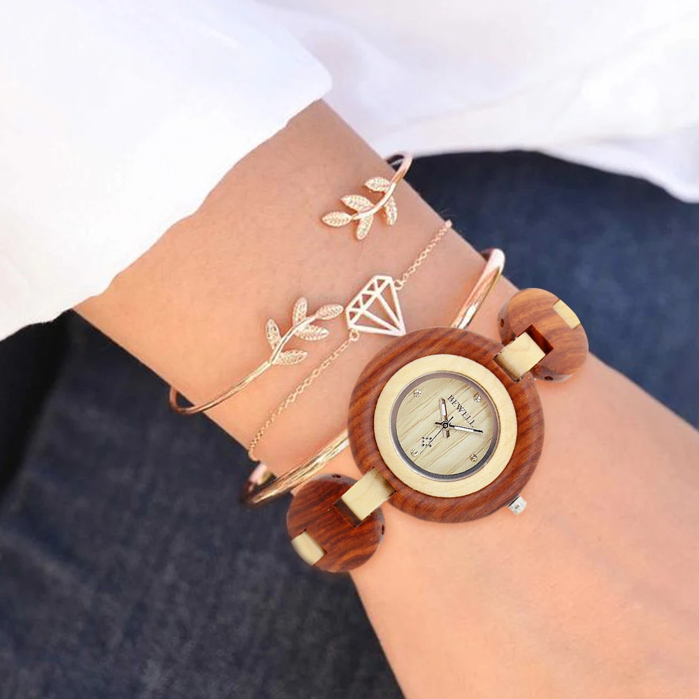 BEWELL Топ Роскошный бренд деревянные часы Женские Двухцветные элегантные