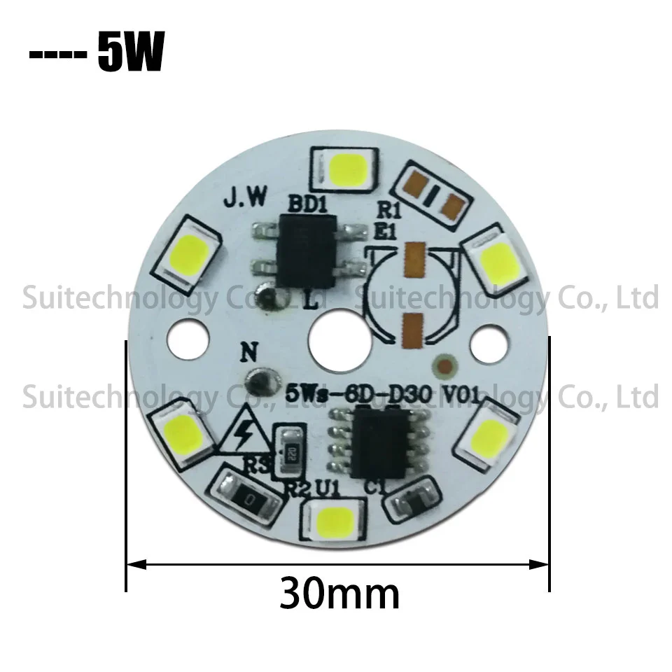 10 шт. DIY светодиодные лампы SMD2835 5WLight Chip AC 220V вход Смарт IC LED Bean для чистый белый